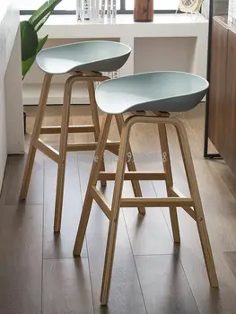Skandinavski kreativni bar stolica moderna jednostavan za podizanje prečka od drveta stolica za recepciju potrošačke bar stolica modni visoka stolica