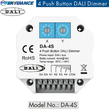 Skydance DA-4S DALI Switch 4 Tipke Kratka Rad s izvorom napajanja DALI Master/Bus Kodiranje za Odabir adrese za led rasvjetu