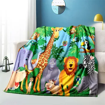 Slatka je мультяшное deka s 3D ispis životinja u džungli za krevete, deke za piknik, deka za klima uređaja, deka za kauč, Individualne deke