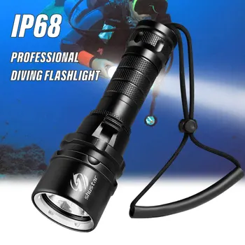 Snažna svjetiljka za ronjenje s najjačom stupnjem vodonepropusnosti IP68, Profesionalna lampa za ronjenje, radi na baterije 18650 s ručni užetom