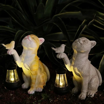 Solarna lampa za malog mačka, Kreativni lampa za mačje dvorišta, Mini-Ulični fenjer za mačke, Sunčana ulica lampa za kipove u dvorištu, balkon, staza
