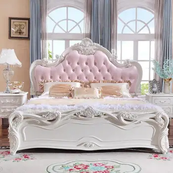 Stil Glavna spavaća soba s bračnim krevetom Минималистская krevet Princeza Vjenčanje krevet od punog Drveta Moderni namještaj