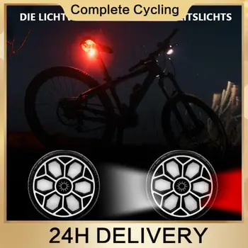Stražnje svjetlo za Bicikl, Zgodan, upozoravajuća lampica od ABS-plastike, Lampa za mtb, Lampa za trudnice, 6 Načina 300-500 Lumena, Stražnja svjetla za vožnju