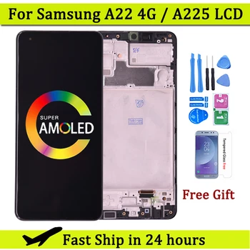 Super AMOLED Za Samsung Galaxy A22 4G LCD Za Samsung A225 A225F SM-A225F/DS LCD zaslon s Okvirom Touch Tablet Zaslon LCD A225
