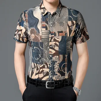 Svakodnevne košulje od 80% Svile U Havajskom Stilu, Muške Košulje kratkih rukava s obje strane, Kineski Nacionalni Cvijet 2023, Plaža ljetna odjeća