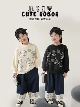 Svakodnevni plišani majica sa po cijeloj površini za dječake 2023, Novi korejski dječji slobodan lijep top