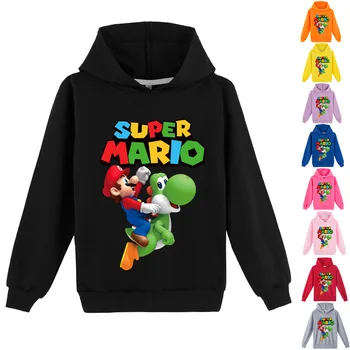 Svakodnevni sportska odjeća s cartoonish po cijeloj površini Super Mario Bros, majica, Jesensko-zimski džemper, Modni trend Odjeće