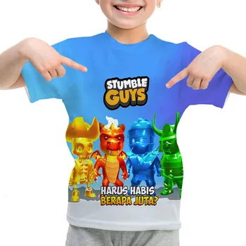 T-shirt Stumble Guys, Dječje Majice s okruglog izreza u stilu Anime, Dječja Odjeća, Majice s likovima iz crtića, Za dječake i djevojčice, Ljetne Majice s kratkim rukavima, Camiseta