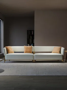 Talijanski minimalistički kožni kauč, moderan minimalistički dizajn dnevni boravak, direktnu kauč, luksuzni kauč Nordic light