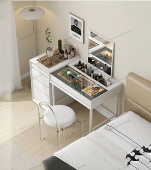 Talijanski minimalistički toaletni stol, spavaća soba, moderan i jednostavan mali ormar od punog drveta, toaletni stol, ormar za pohranu stvari, sve u jednom
