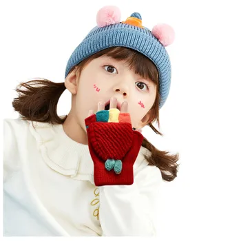 Toplo dječje rukavice za telefon, kreativna rukavice za zaslon, debeli trendy zimske pletene rukavice s uzorkom mačka za mobilne uređaje za odrasle