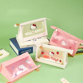 Torba za olovke Sanrio Hello Kitty, Kreativni Кавайный Prozirni mat torbica za olovke, torbica za pohranu kozmetike, Studentski Celina