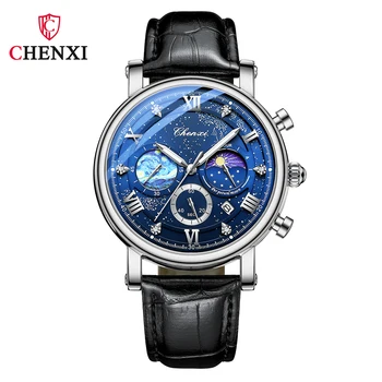 Trendi muški sat Chenxi najbolji brand luksuznih, Vodootporan kvarcni ručni satovi, kožni remen, mens, Poslovni svakodnevne sat