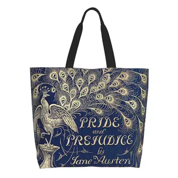 Trendi Torbe-тоут s Павлиньими perje, Reusable torba za kupovinu Jane Austen, Холщовая torba za kupovinu na ramenu