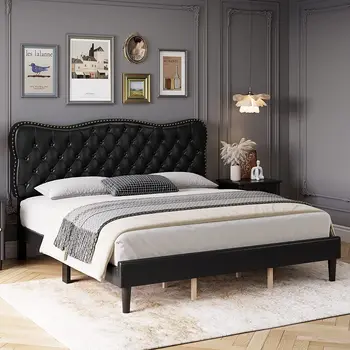 U punoj veličini okvir kreveta na platformi s podesivim uzglavljem, обитым umjetne kože