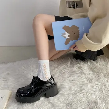 Uniforma Cipele Male Kožne Cipele Ženska Britanska Djevojka Japanski Divlja Crna Retro Cipele Mary Jane Cipele Na platformu U stilu Лолиты Niske Hee