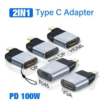 USB C-kompatibilan s HDMI/VGA/ DP /RJ45/Mini DP Video Converter 8K HD 4K USB Adapter Type C za MacBook Pro laptop Lenovo iPad