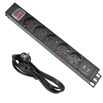 Utičnica PDU Power Strip 5AC EU Power Strip s lukom IEC C14 Produžni kabel sa automatskim prekidačem Switche USB PRIKLJUČAK
