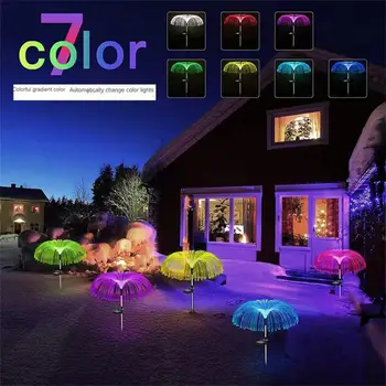 Vanjski Solarni Vrtna svjetiljka Vodootporan Fiber-Optički Lampa u obliku Meduze, Vrtna Vrt, Villa, Uređenje Dvorišta, šarene svjetla