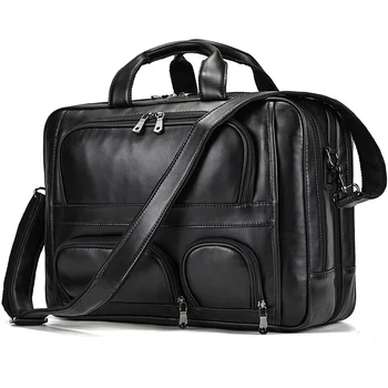 Veliku Kožnu aktovku, dual layer Uredske Poslovne torbe od prave kože Za Layer Doctor, Portfelj za laptop od prave kože 17 