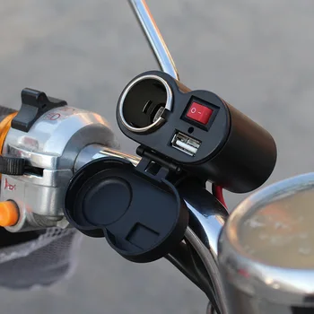 Vodootporan USB Punjač za Upravljač motocikla s Adapterom za napajanje Upaljač za cigarete, Utičnica za Telefon, Pribor za mobilne Motocikala