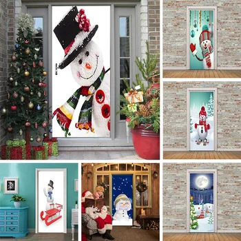 Vodootporan самоклеящийся poster od PVC-a za božićne dekoracije vrata, 3D odvojiva godišnjeg odmora zidno slikarstvo za uređenje doma
