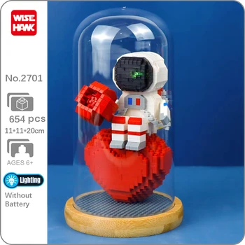 Weagle 2701 Space Astronaut Kozmonaut Srce Ruže Cvijet Izlog Led Svjetiljka DIY Mini Dijamant Blokovi i Cigle Osobna igračka U kutiji