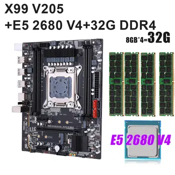 X99 V205 LGA 2011-3 Kit matične ploče Xeon 2680 v4 Ddr4 32 GB ECC REG memorija za Podršku M. 2 SATA USB 3,0 3,0 NVME