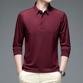 za muškarce 2023, Proljeće-jesen muška polo majica s igle, Svilene Svakodnevni poslovna moda majica M-4xl