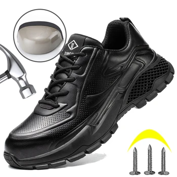 Zaštitne cipele sa čeličnim vrhom, ova značajka protiv udaraca potvrđena tenisice, Vodootporan radna zaštitna obuća, muške cipele, Kožne zaštitne cipele za muškarce