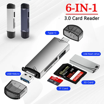 Čitač memorijskih kartica OTG Type C Micro SD Elough 6 U 1 Brzi Adapter za prijenos Podataka Type C USB 3.0 Flash drive čitač memorijskih kartica