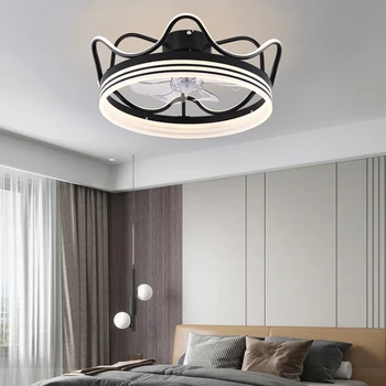 Žarulja, led art luster viseći stropni ventilator sa svjetlom, blagovaonica, bez lopatica, spavaća soba, daljinski upravljač
