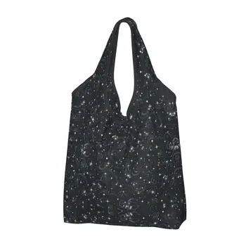 Ženska svakodnevni torba za kupovinu preko ramena s metalik teksture u obliku zvijezde, torba-тоут Velikog kapaciteta, Handheld bag za pohranu, Preklopne torbe