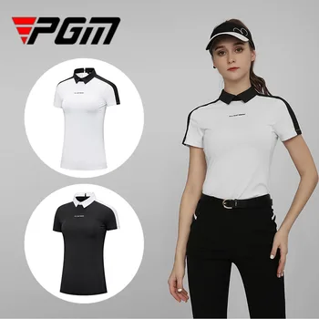 Ženska t-shirt za golf PGM, ljetna patchwork košulju za golf, ženska polo majica kratkih rukava i ovratnika, prozračna быстросохнущие tanke modni vrhovima