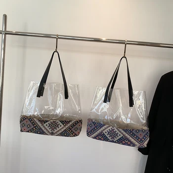 Ženske torbe-тоут, ženska torba Preko ramena Velikog Kapaciteta, Prozirne PVC jednostavne moderan prijenosni svakodnevne torbe