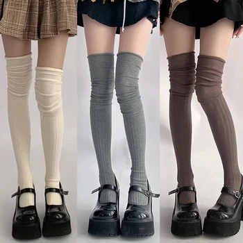 Ženske čarape do kukova, Modni Čvrste Čarape iznad koljena u Japanskom Stilu, Jk, Ženske Svakodnevne Duge Ženske Čarape, Modni