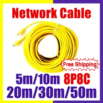 Žuta Mreže Produžni kabel RJ45 UTP Cat5e 10 m 20 m 30 m 50 m Bakrena IP kamera za video NADZOR, Posvećena 8p8c Ethernet Patch Kabel, Žica za Uzemljenje