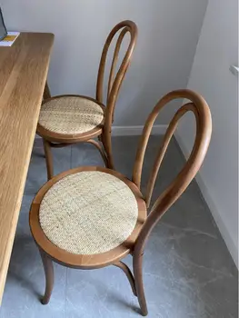 Американско-francuski blagovaona stolice od ratana u retro stilu, mesh, Crvena srednjovjekovni stolica Ins Sonnet, Jednostavan stolica za vaš dom restorana sa naslonom