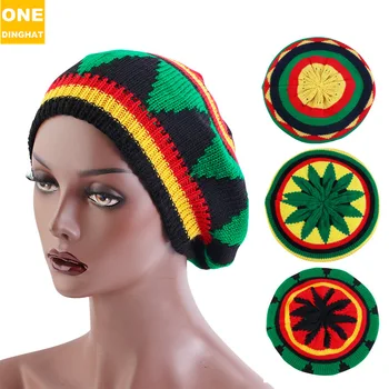 Вязаная kukičanje Ямайская šešir u stilu reggae ručni rad, vune kapu u šarenu traku, uzima rukav JDM-13A