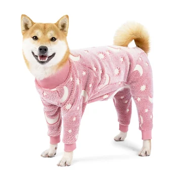 Фланелевая пижама za pse, kombinezon, Пижама za pse srednje veličine uzorka Kosti i Mjeseca, toplo kombinezoni, haljine, odjeća za pse