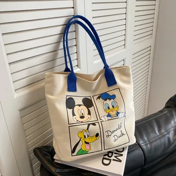 Холщовая torba s Disney Minnie Mouse, ženska modna torba-тоут za djevojčice, Novi crtić torba na rame, velika prostrana ručna torba 38x31x16 cm